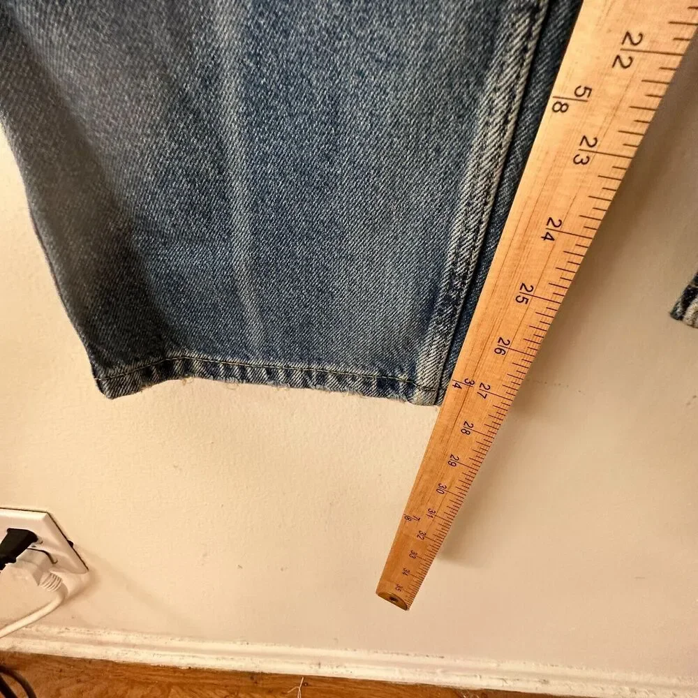 NWT Lee Vintage Medium Blue Wash High Rise Relaxed Stovepipe Distressed Jeans 28